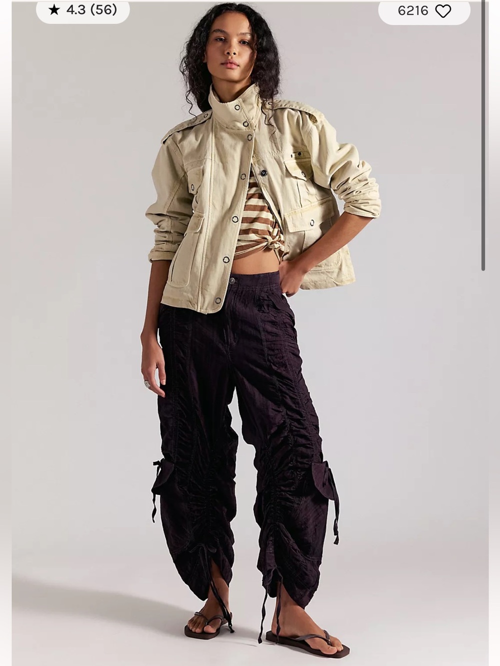Free People Scorpio Shirred Cargo Pants XS NWT Black Coffee Brown We The Free - Picture 3 of 13